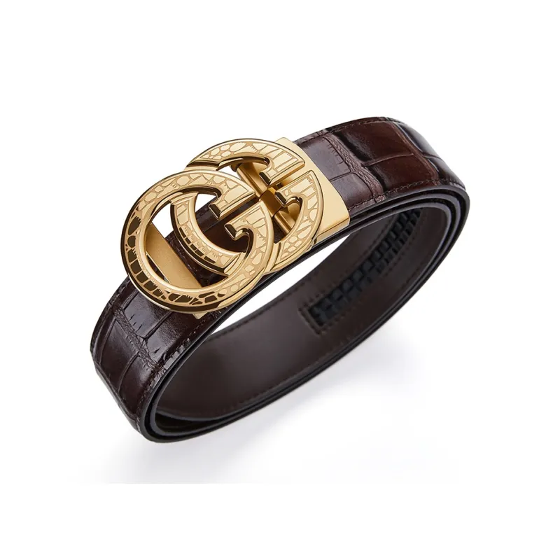 GUSKI Top Grain Cow Leather Steel Buckle Belt, Husband's Elegance Belt Men's Width 3.5cm Gift Box Set-24
