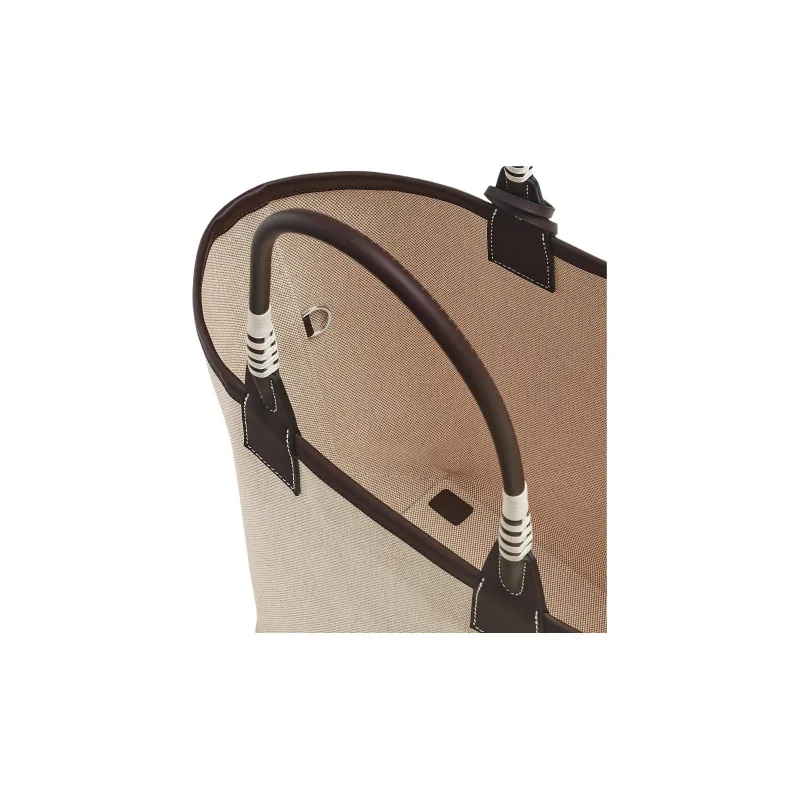 HERMES Steeple H Fabric With Swift Calfskin Handbag Regular Women's Light Umber/Beige/Saddle Red-4