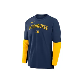 Nike Milwaukee Brewers Authentic Collection Player Men's Nike Dri FIT Mlb Pullover Sweatshirt