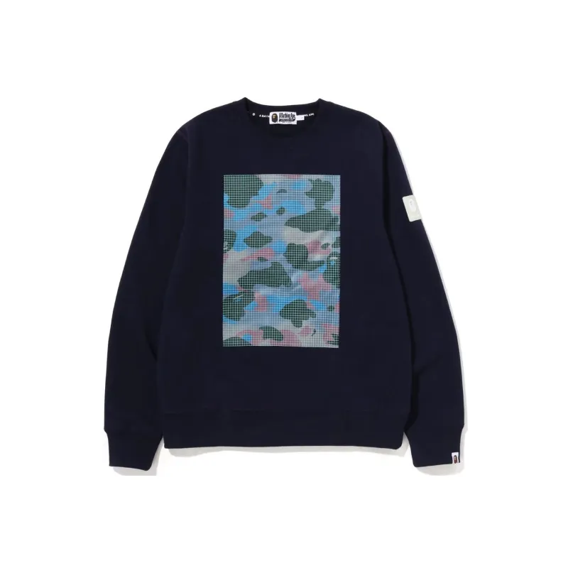 A BATHING APE Grid Camo Crewneck Sweatshirt-2