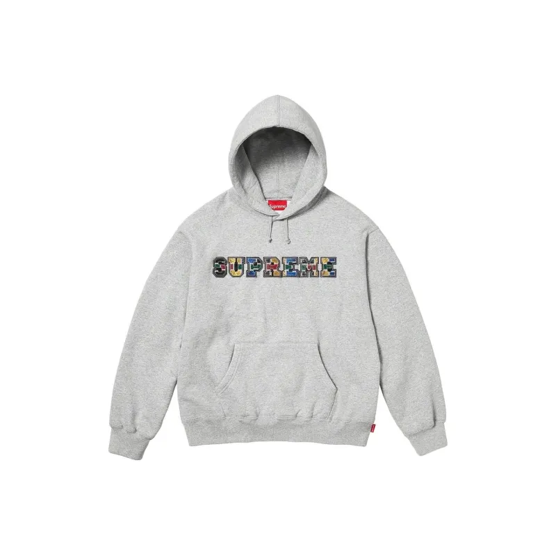 Supreme Collegiate Patchwork Leather Hooded Sweatshirt-0