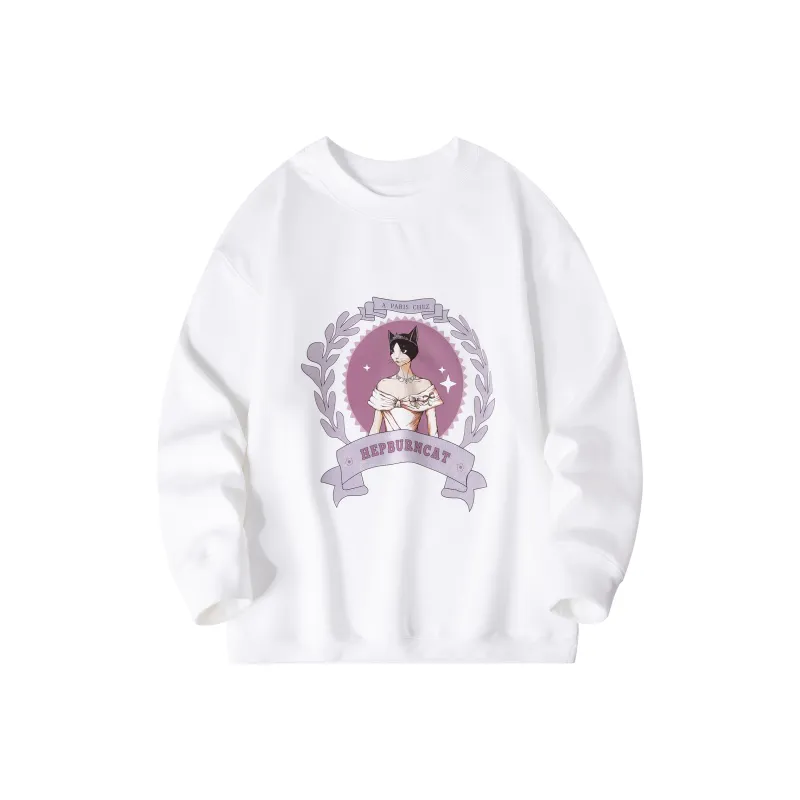 Hepburn Cat Sweatshirts Unisex-0