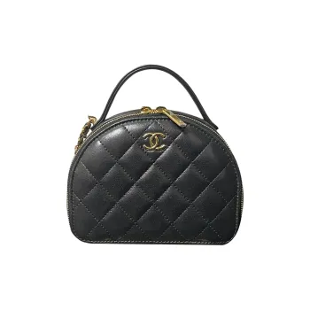 CHANEL Lambskin One Shoulder Crossbody Clutch Women's Black
