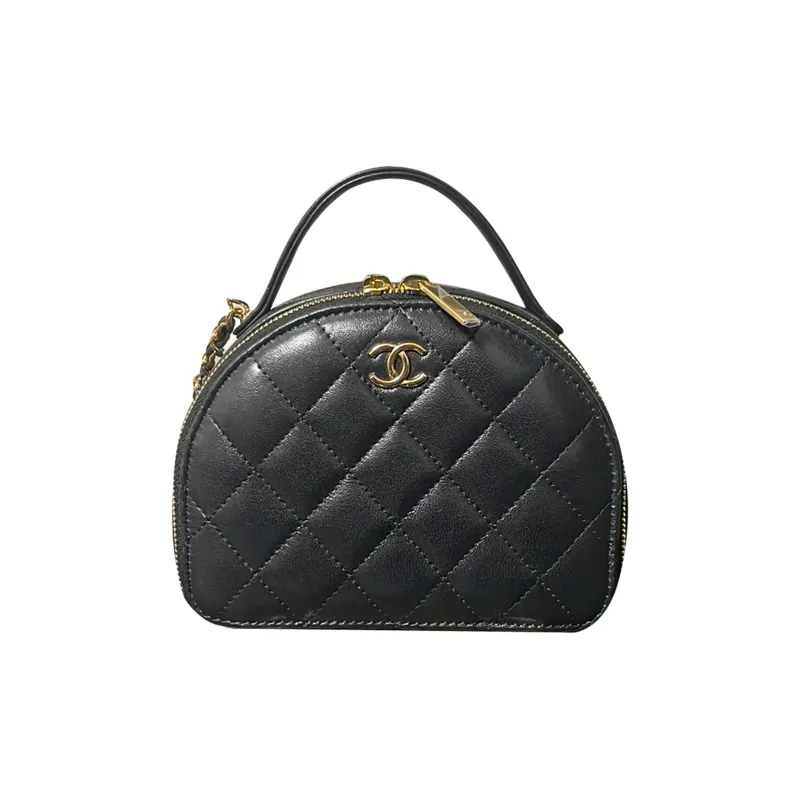 CHANEL Lambskin One Shoulder Crossbody Clutch Women's Black-0