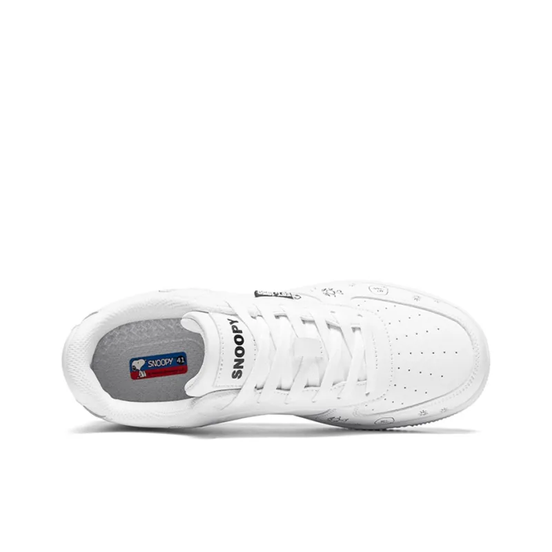 SNOOPY Abrasion Resistant Height Increasing Low Top Skateboard Shoes Unisex White-5