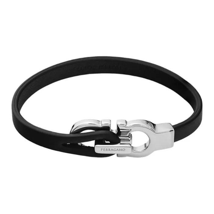 FERRAGAMO Leather Bracelets Unisex Black-0