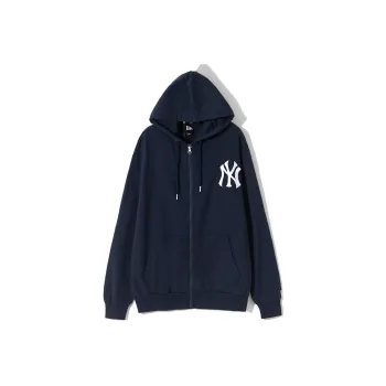New Era Men's Logo Print Hooded Zip Up Sweatshirt Navy Blue