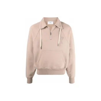 AMIPARIS SS22 Ami De Coeur Half zip Hoodie Beige