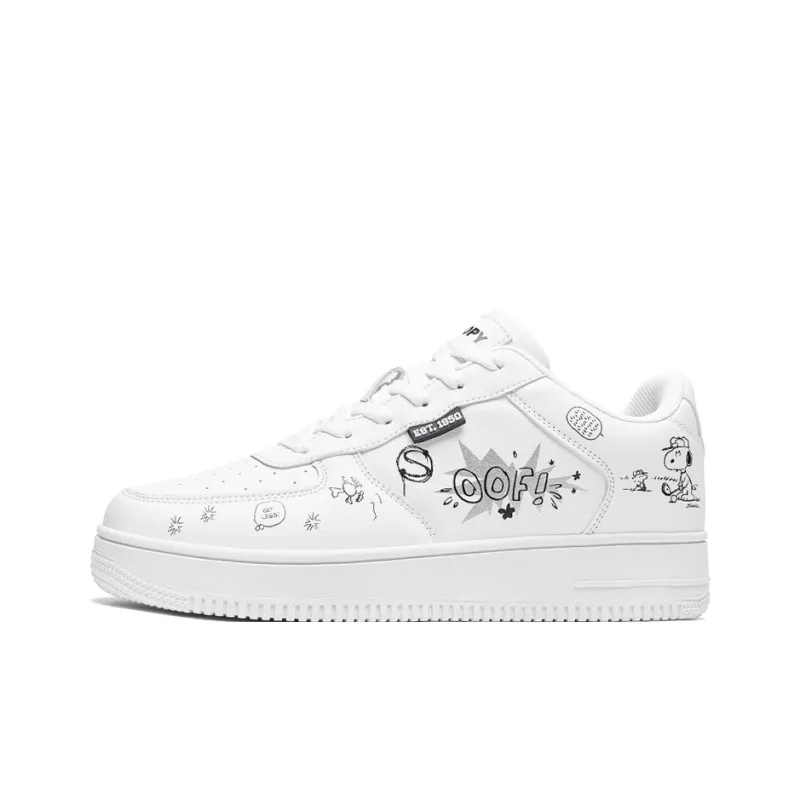 SNOOPY Abrasion Resistant Height Increasing Low Top Skateboard Shoes Unisex White-1