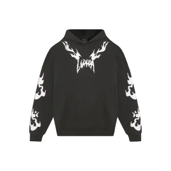 LVXWA Hooded Loose Fit Heavyweight Sweatshirt Unisex Black