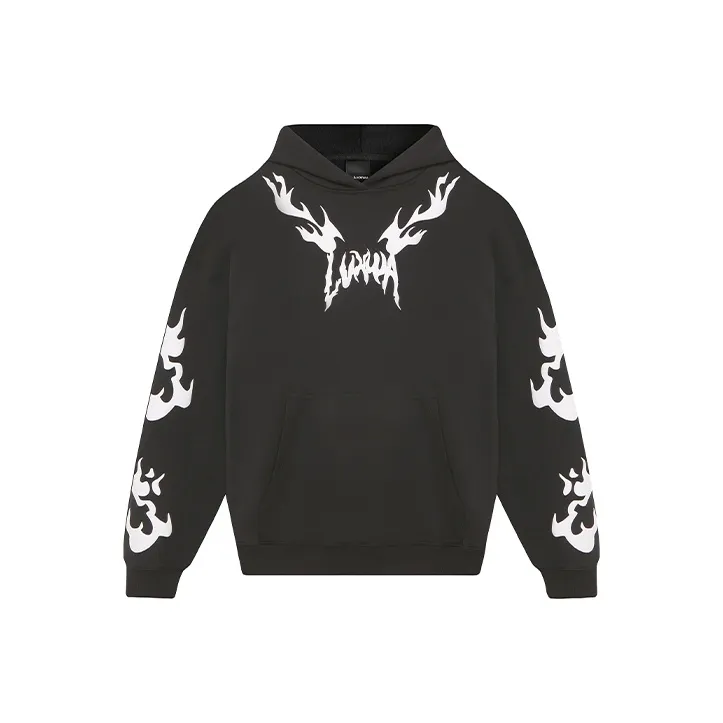 LVXWA Hooded Loose Fit Heavyweight Sweatshirt Unisex Black-0