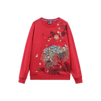 ONIARAI Crew Neck Regular Sweatshirt Spring And Autumn Men's Red