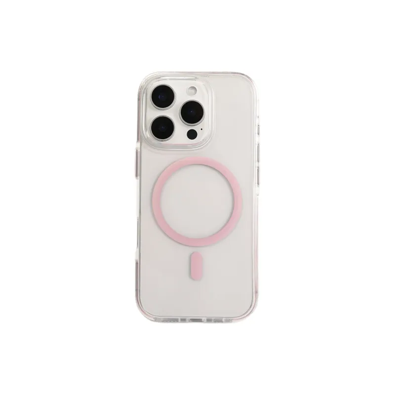 Wei Xin Acrylic Material Pink Transparent Magnetic Phone Cases Compatible With IPhone 16/15 Pro Max/Apple 13/14 Pro/Max-0