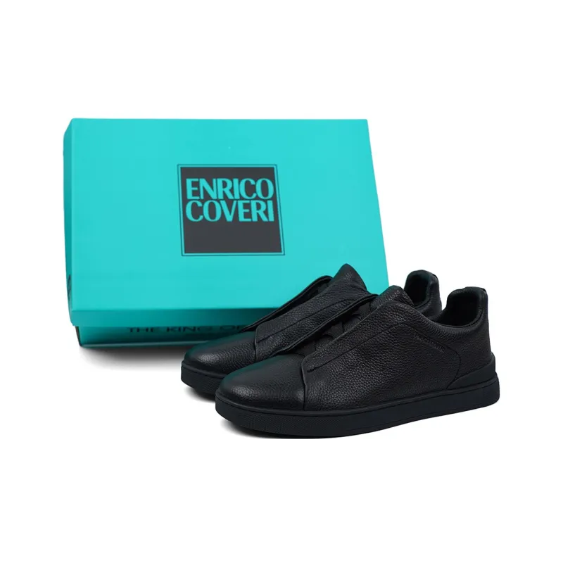 ENRICO COVERI Low Top Skateboard Shoes Men's Black-1