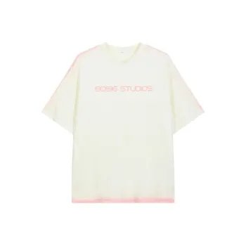 Bosieagender Drop Shoulder Sleeve T Shirt Unisex Beige