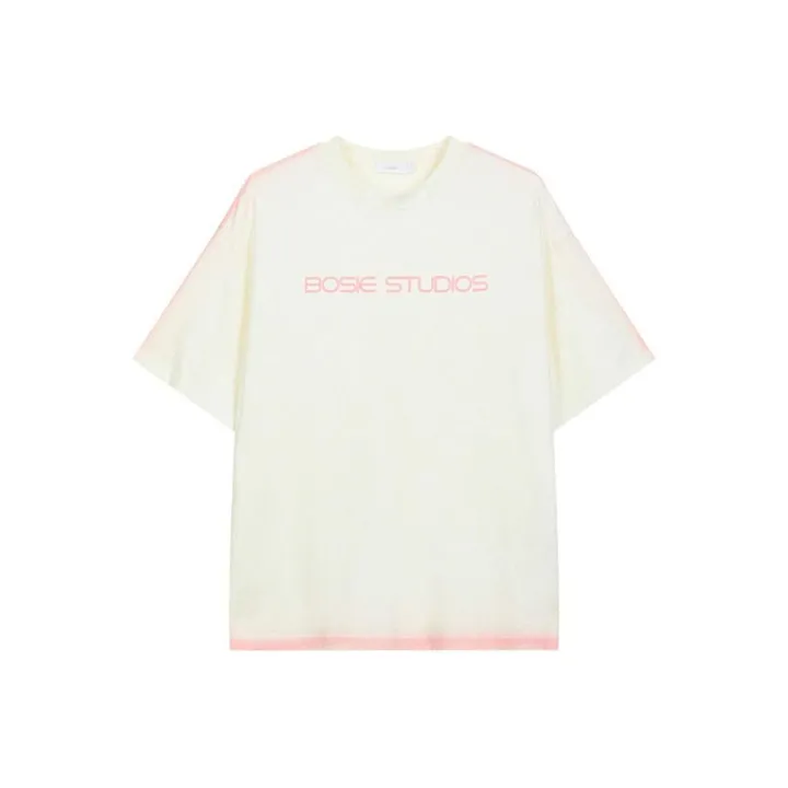 Bosieagender Drop Shoulder Sleeve T Shirt Unisex Beige-0