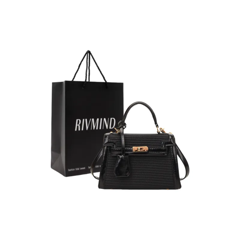 RIVMIND PU Handbag Women's Black/Pink/Khaki/Brown-0