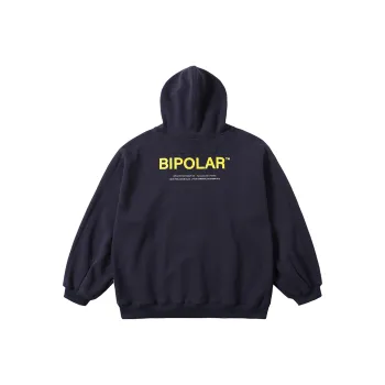 BIPOLAR Loose Fit Casual Shirt Autumn Trendy Loose Fit Pullover Men's Hooded Regular Sweatshirt Unisex Navy Blue