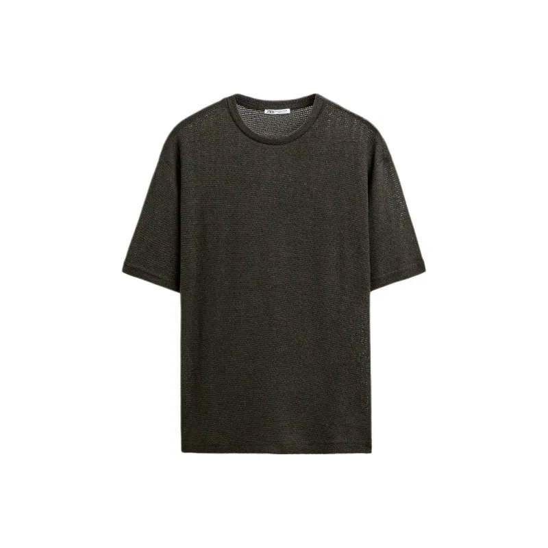 ZARA T Shirts Men Dark Brown-0