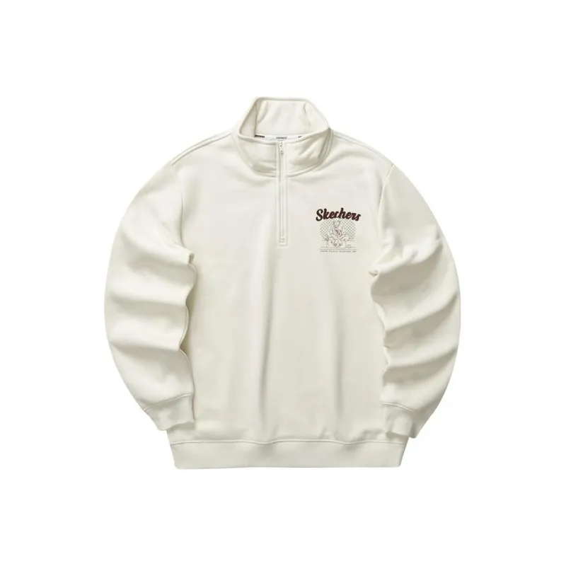 Skechers Sweatshirts Unisex Cream Beige White-0