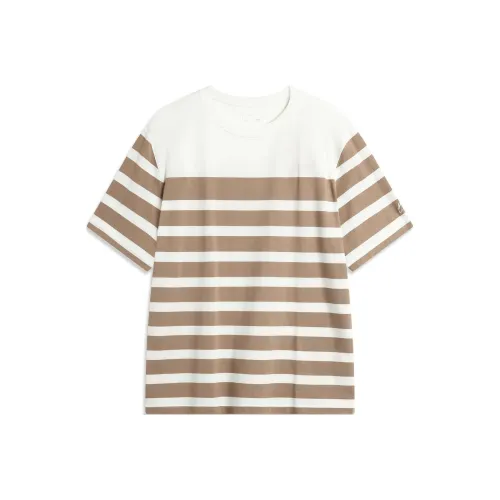 LiNing Sports Trend Series T Shirt Men's Ivory Cocoa Brown Stripe