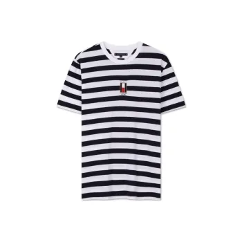 Tommy Hilfiger T Shirt Men's Navy Blue White Stripes