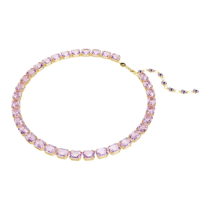 Swarovski Crystal, Gold Plated Necklaces Unisex Purple-1