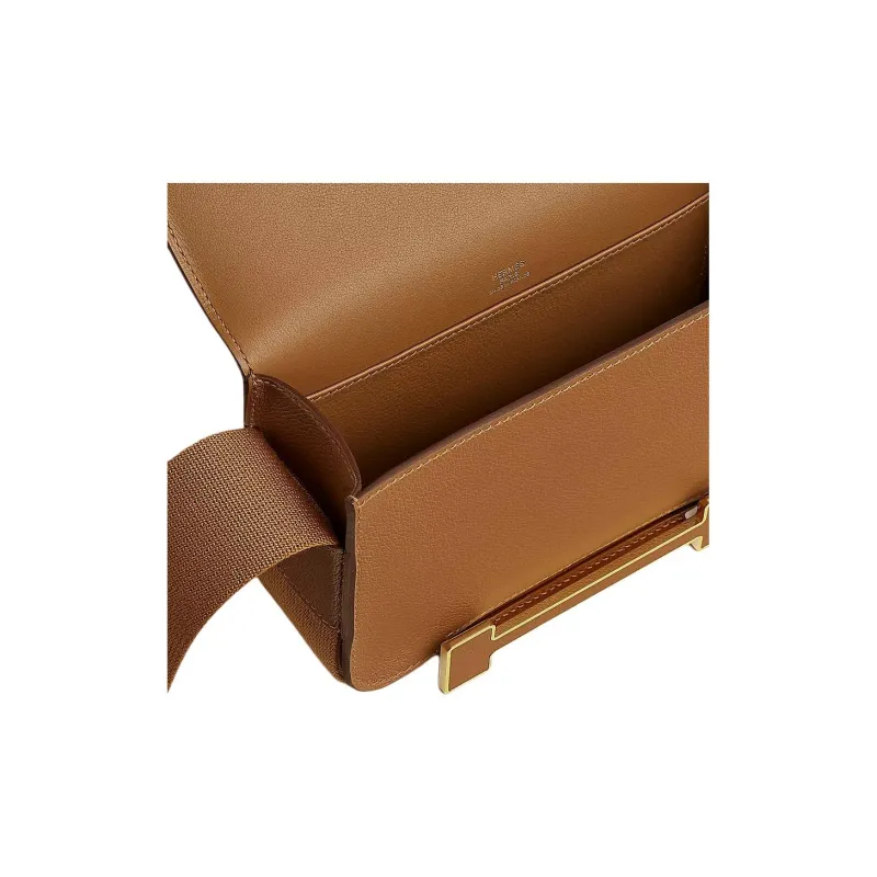 HERMES Geta Evercolor Calfskin Crossbody Bag Shoulder Bag Women's Gold Brown-2