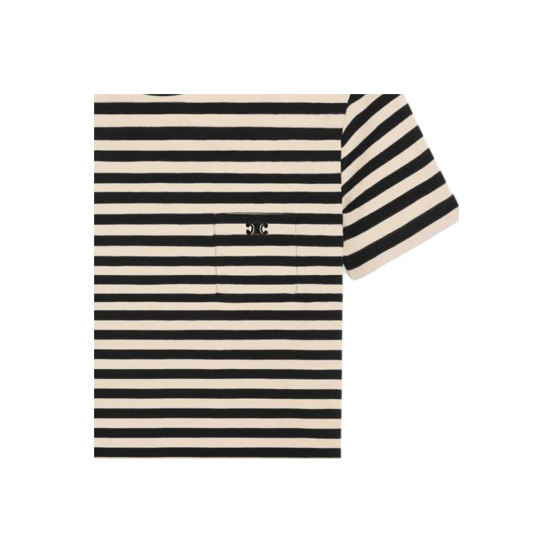 CELINE Triomphe Regular T shirt In Striped Jersey-3