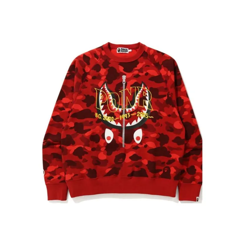 A BATHING APE Color Camo Ponr Shark Crewneck-1