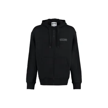 MOSCHINO Teddy Bear Motif Zip Up Drawstring Hoodie