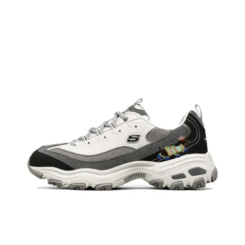 Skechers D'Lites Anti Slip Wear Resistant Low Top Chunky Sneakers Men's Black Gray