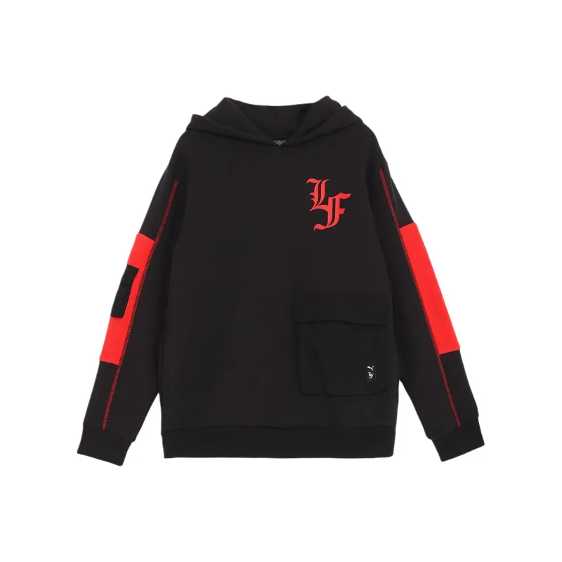 PUMA HOOPS X LAFRANCE Collaboration Series Sweatshirt Men's Black-Eternal Red-0