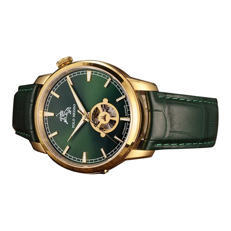 POLOMEISDO POLO Wrist Watch Automatic Mechanical Movement Cowhide Strap 41mm Green Dial Men's Watches-1