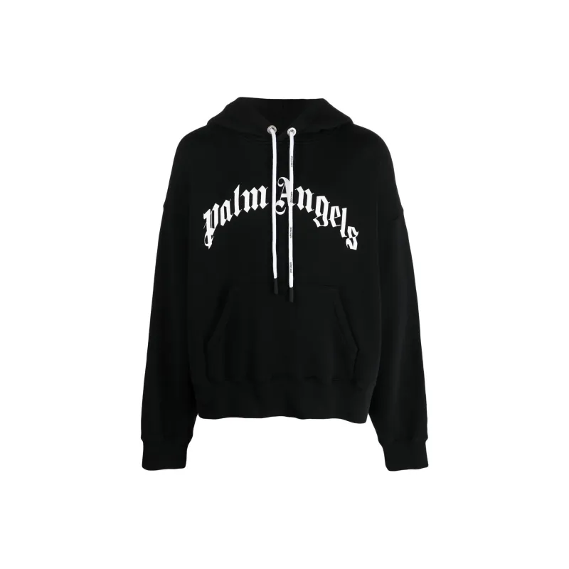 PALM ANGELS Curved Logo print Hoodie-0