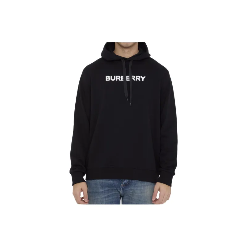 Burberry Logo Printed Drawstring Hoodie-0