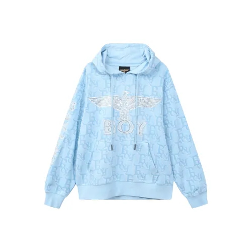 Boy London FW22 Mens Logo Print Hooded Pullover Sweatshirt Blue