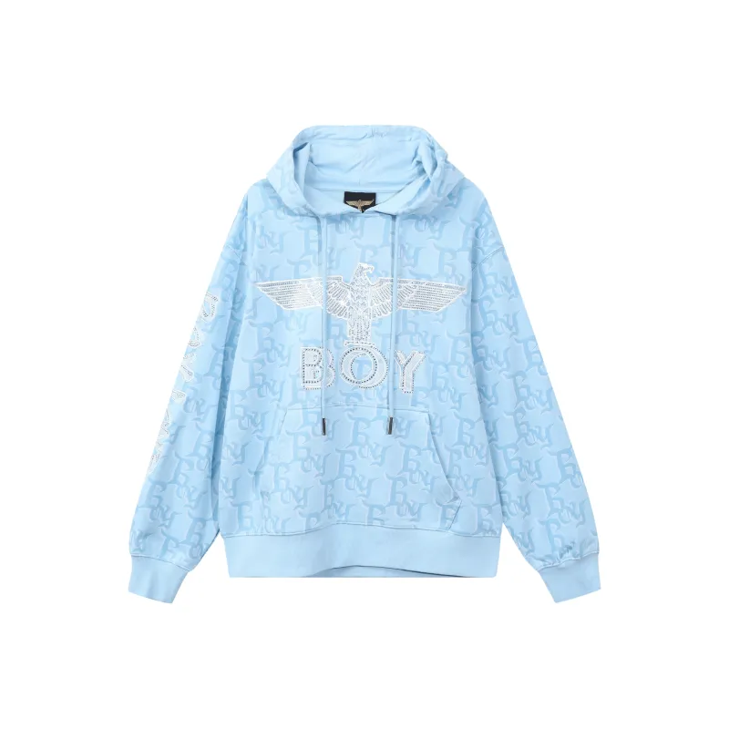 Boy London FW22 Mens Logo Print Hooded Pullover Sweatshirt Blue-0