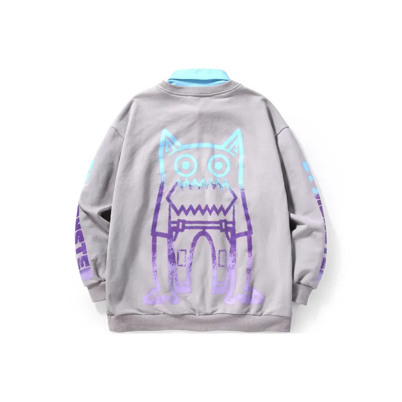Bt Lapel Loose Fit Mock Two Piece Sweatshirt Unisex-5