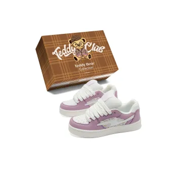 Teddy Bear Collection Coverage Anti Slip And Wear Resistant Low Top Skateboard Shoes Unisex Fragrant Breeze Purple