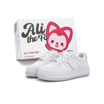 ALI THE FOX Skateboard Shoes Unisex Low Top White Pink/White Blue