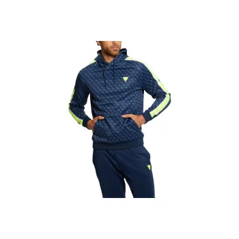 GUESS Eco Leroi Quattro Signature Hoodie Sweatshirt Men's Dark Blue