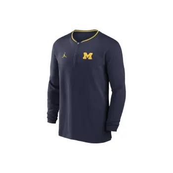 JORDAN Michigan Wolverines Sideline Coach Men's JORDAN Dri FIT College 1/2 Zip Long Sleeve Top