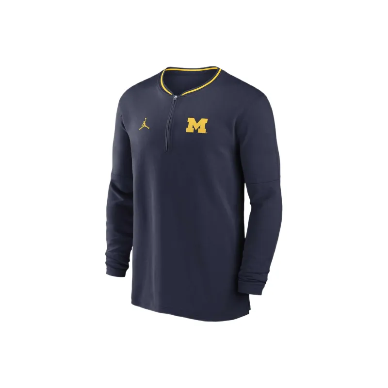 Jordan Michigan Wolverines Sideline Coach Men's Jordan Dri FIT College 1/2 Zip Long Sleeve Top-0