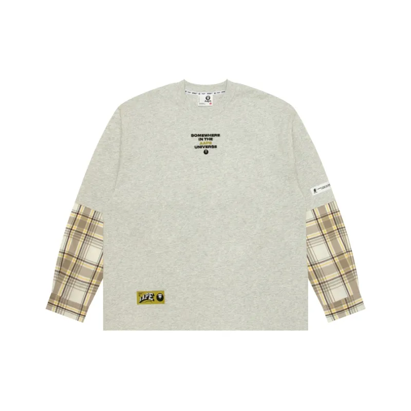 Aape Moonface Plaid panelled Long sleeve Tee-0