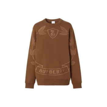 Burberry Embroidered Oak Leaf Crest Cotton Sweatshirt