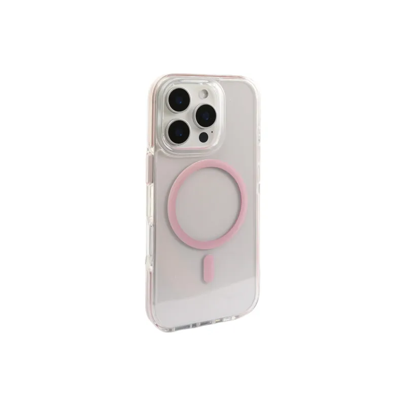 Wei Xin Acrylic Material Pink Transparent Magnetic Phone Cases Compatible With IPhone 16/15 Pro Max/Apple 13/14 Pro/Max-1