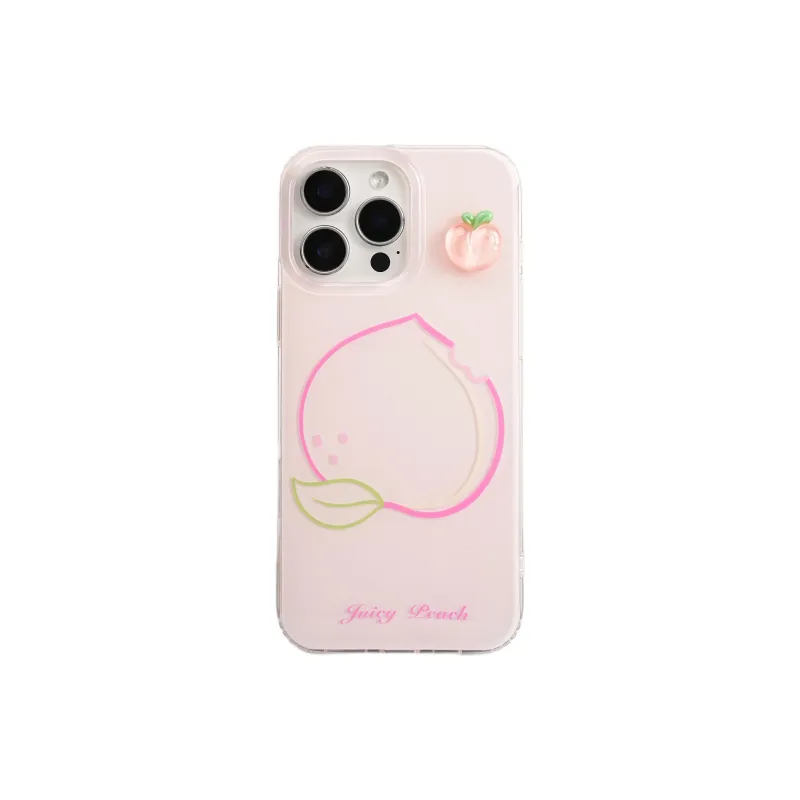 Wei Xin Acrylic Material Line Apple Peach Lemon Phone Cases Compatible With IPhone 16/15 Pro Max/Apple 13/14 Pro/Max-4