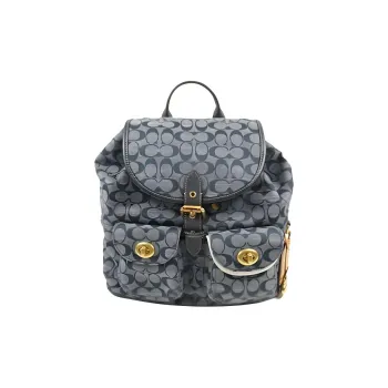 COACH Cargo Canvas With Leather Backpack Large Size Women's Denim