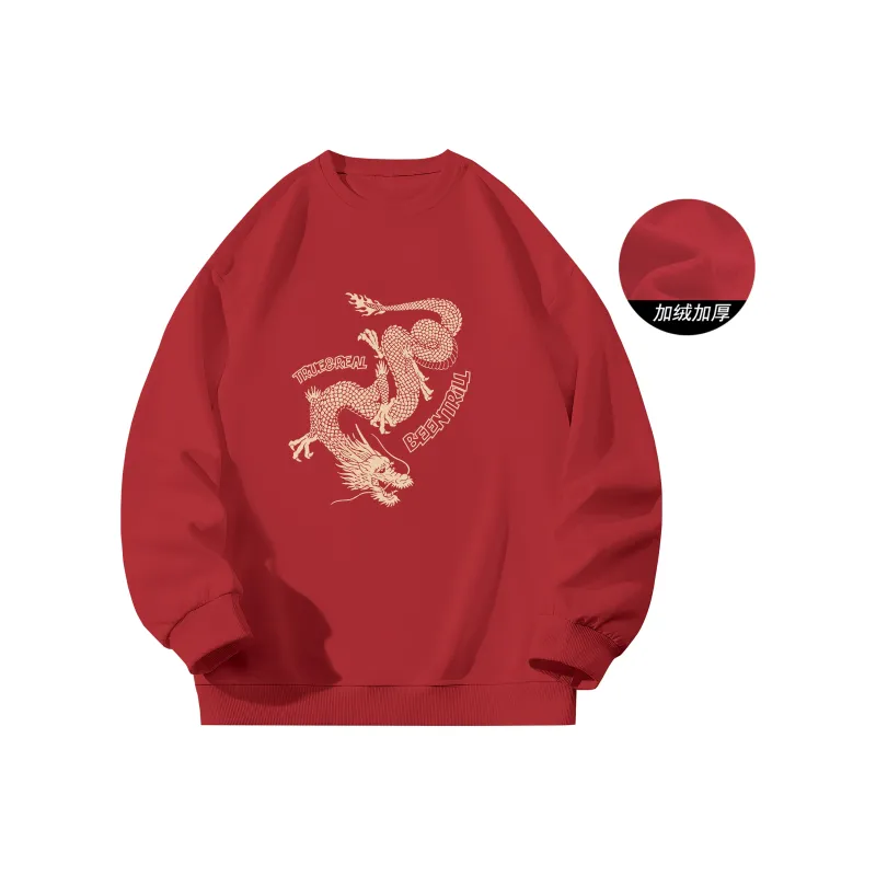 BEENTRILL Year Of The Dragon Series Thickened And Fleece Lined Sweatshirt Unisex-0